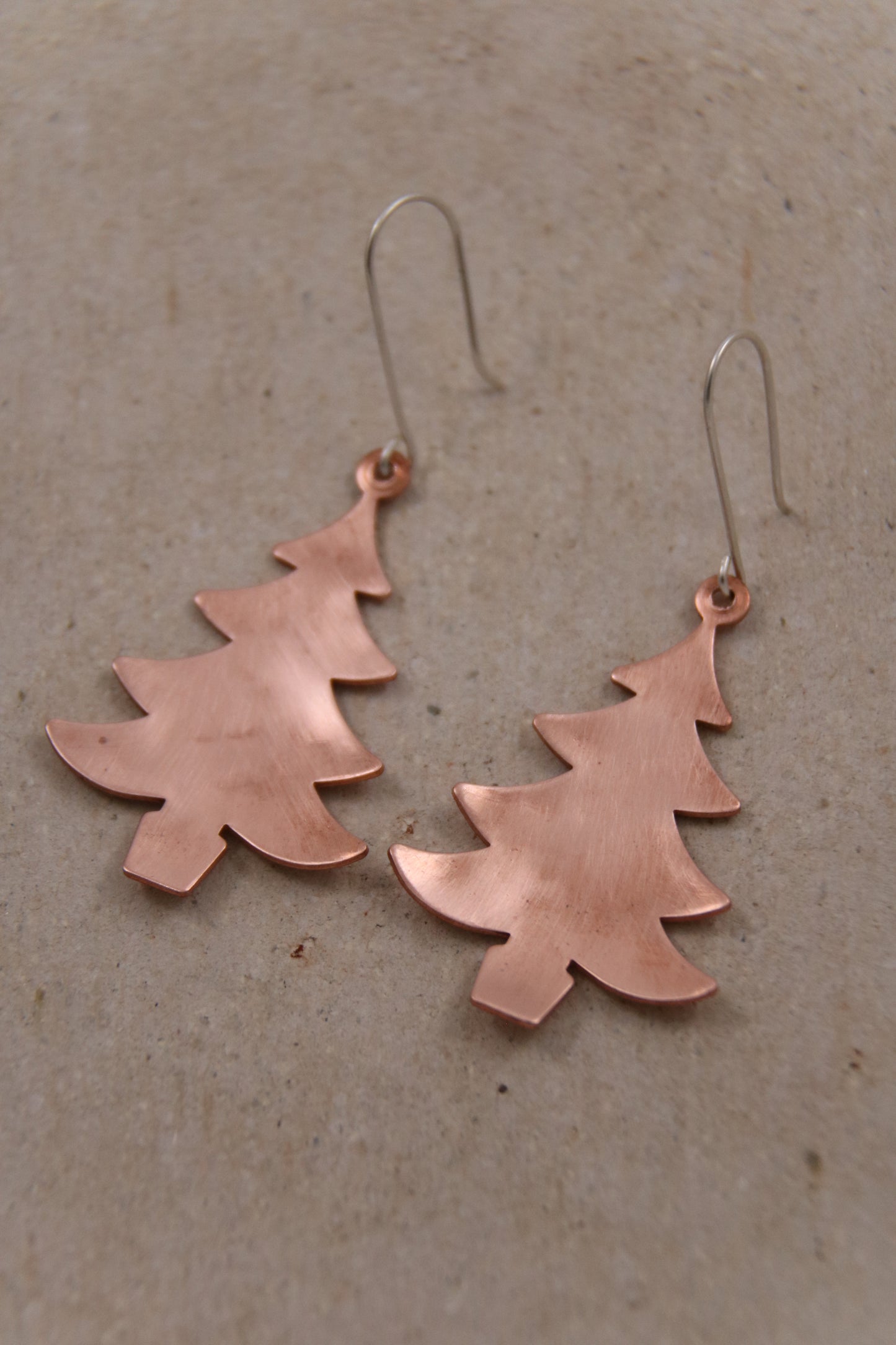 Copper Christmas Tree Earrings