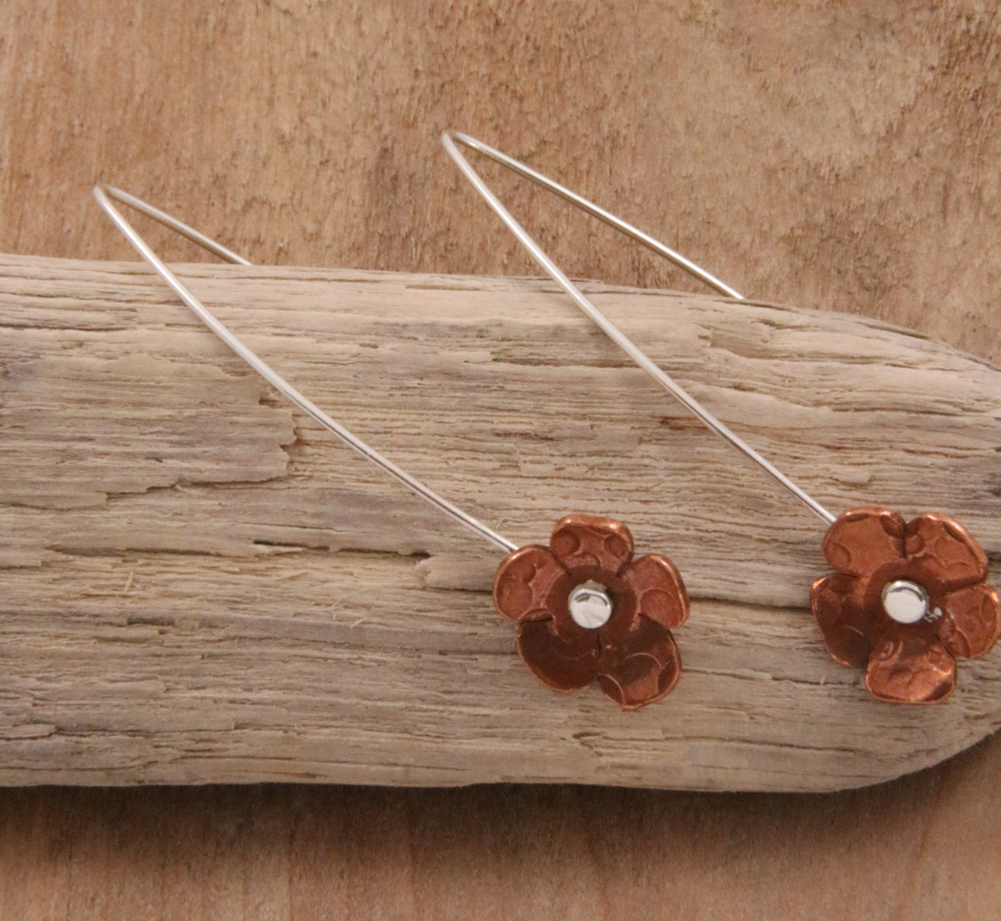 Copper Flower Earrings