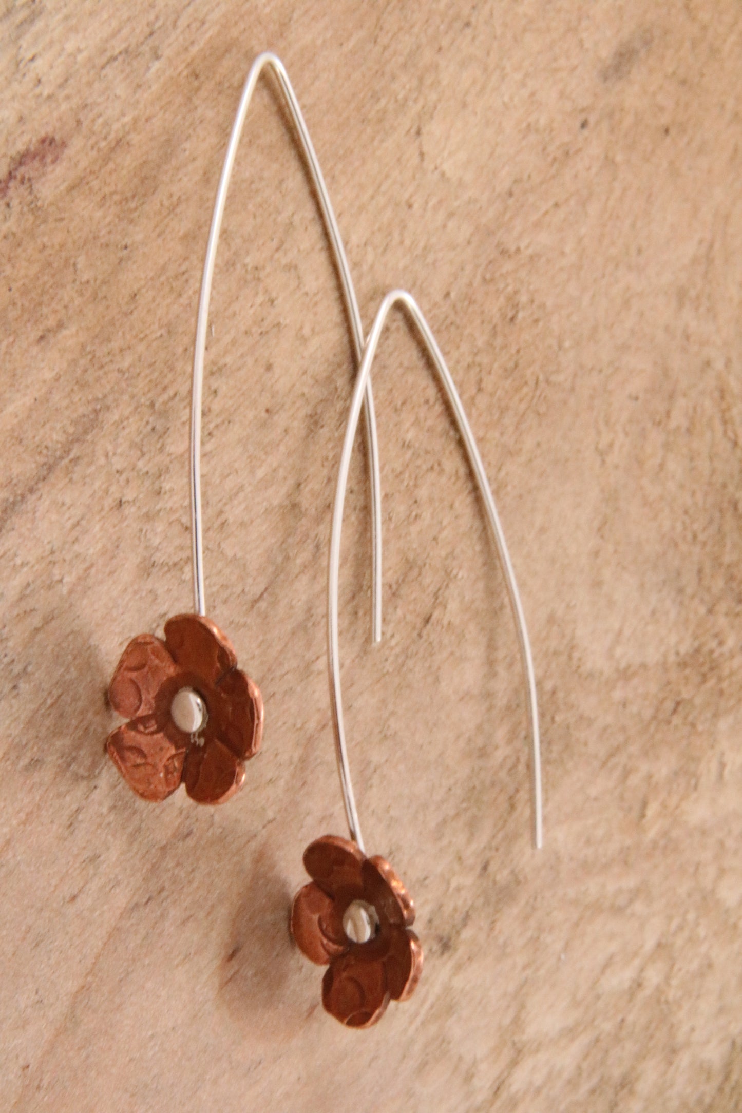 Copper Flower Earrings