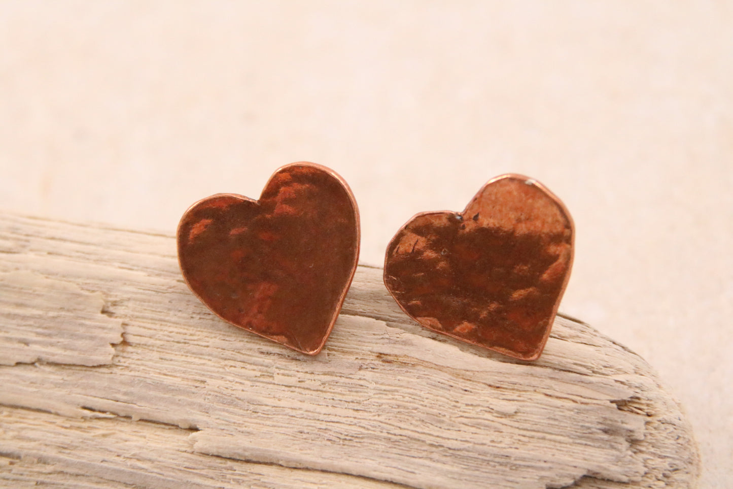 Copper Heart Studs