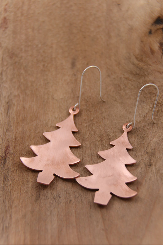 Copper Christmas Tree Earrings