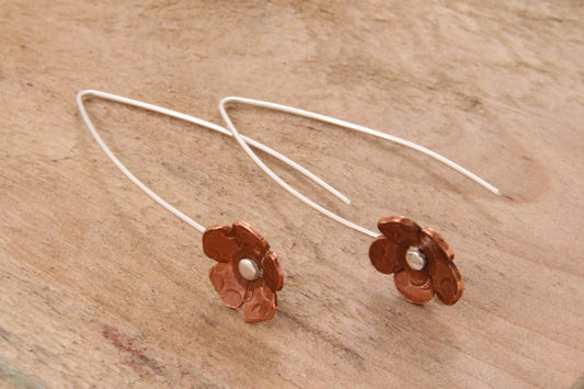 Copper Flower Earrings