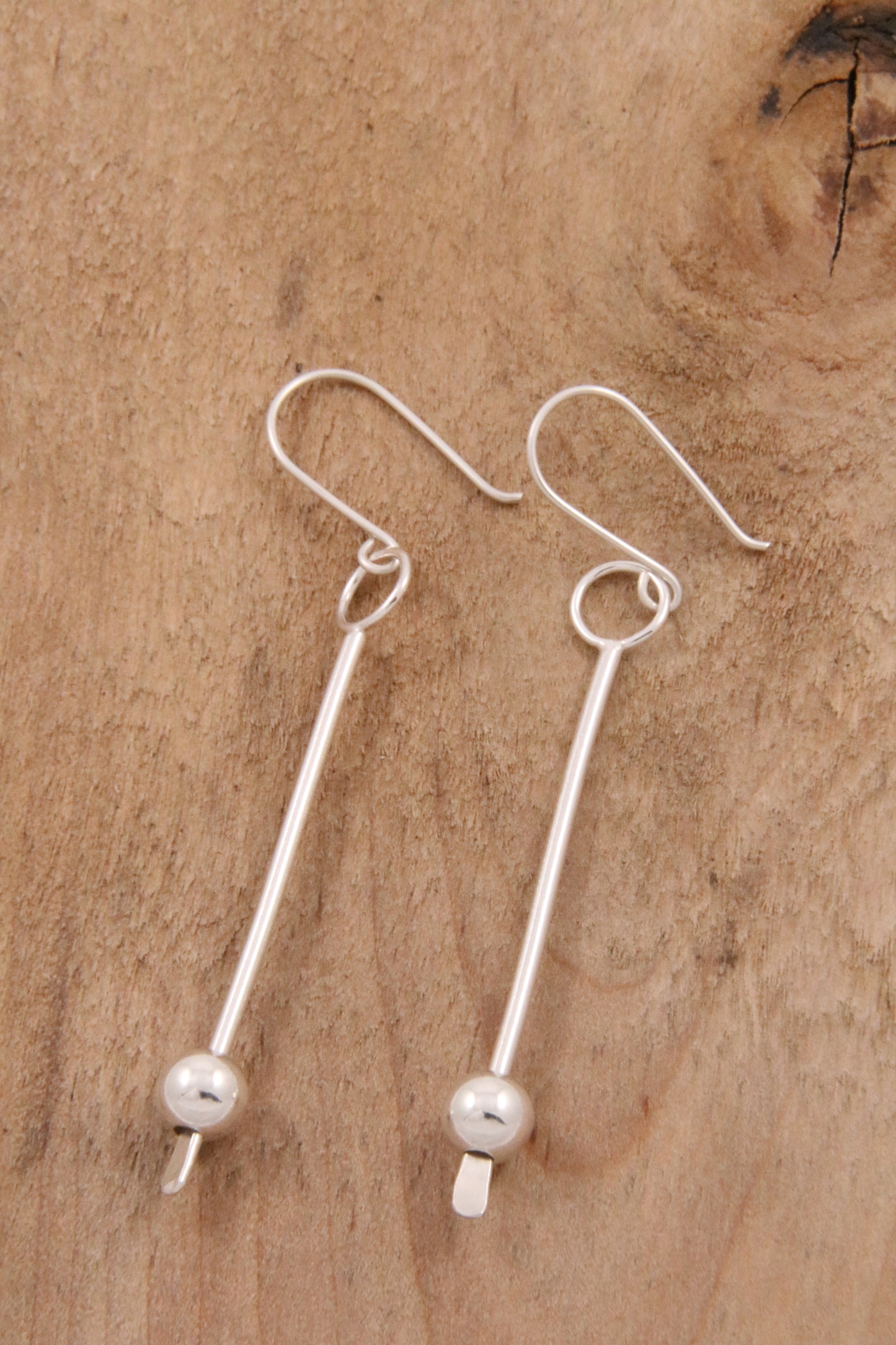 Sterling Silver Bar & Bead Earrings