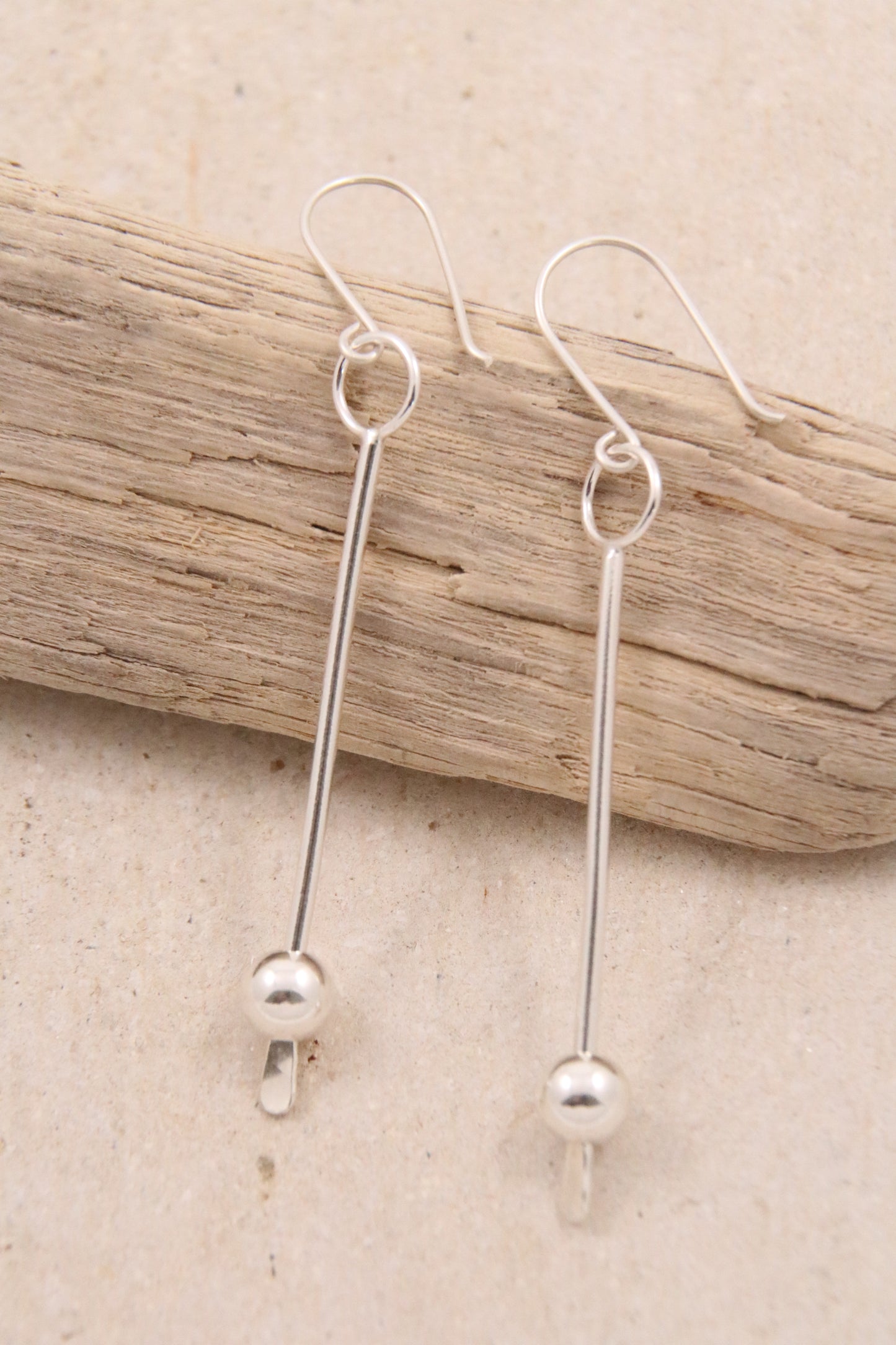 Sterling Silver Bar & Bead Earrings