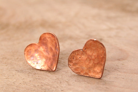 Copper Heart Studs