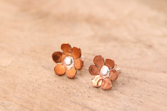 Copper Flower Studs