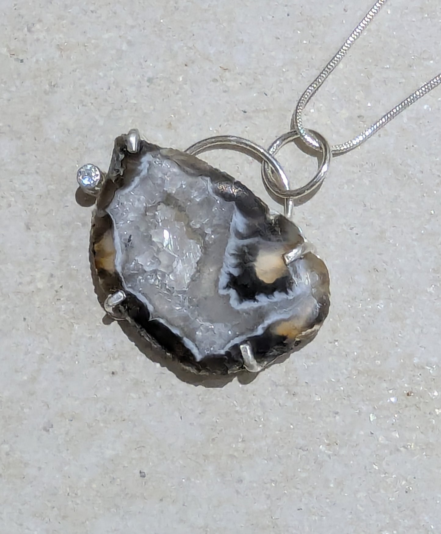 Agate Pendant with CZ