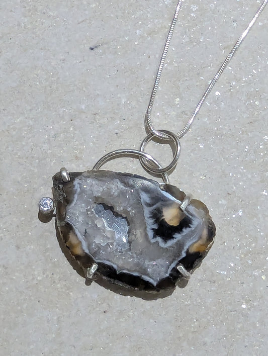 Agate Pendant with CZ