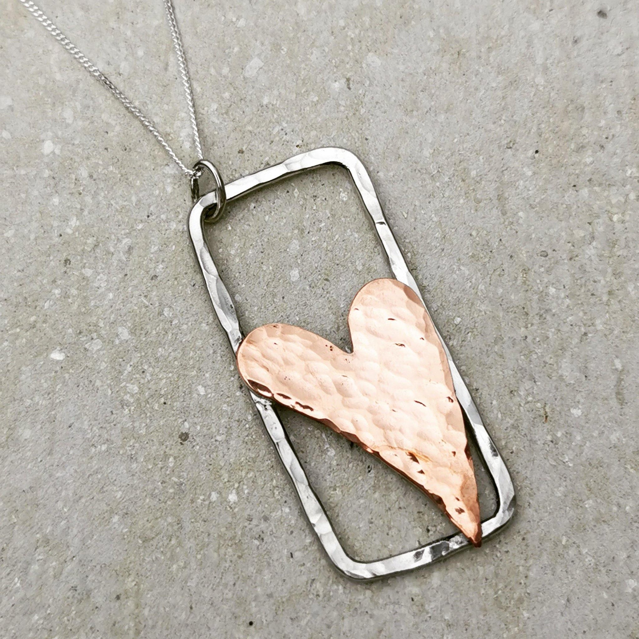 Wire Rectangle with Copper Heart - NaomiRaeByDesign