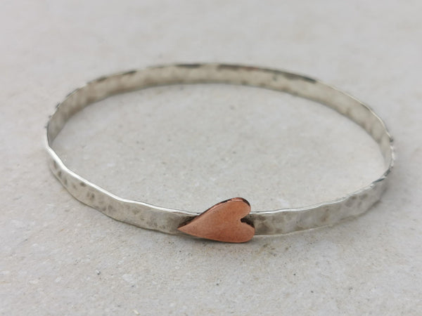 Beaten Bracelet with Copper Heart - NaomiRaeByDesign