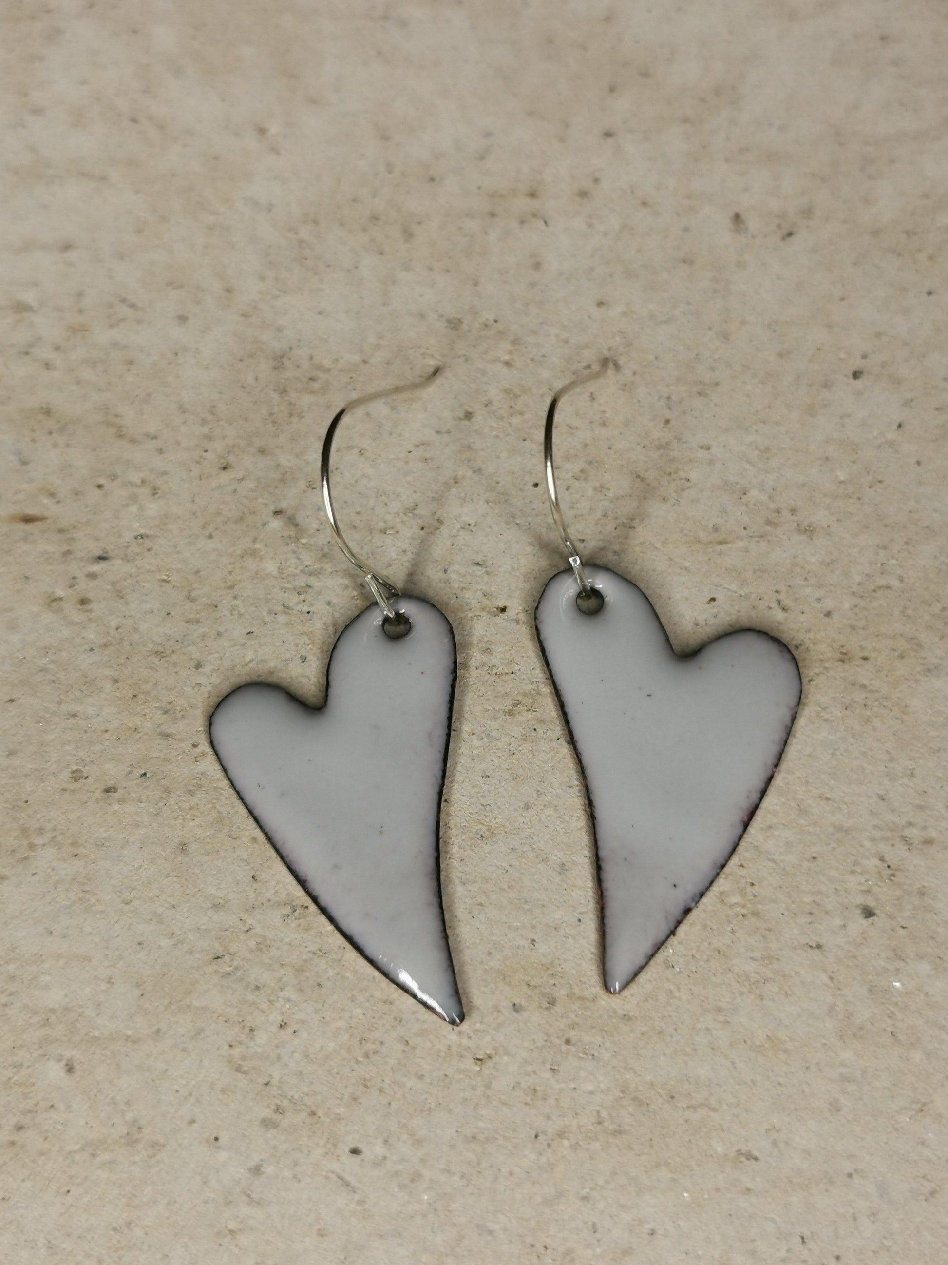 Elongated Enamelled Heart - NaomiRaeByDesign