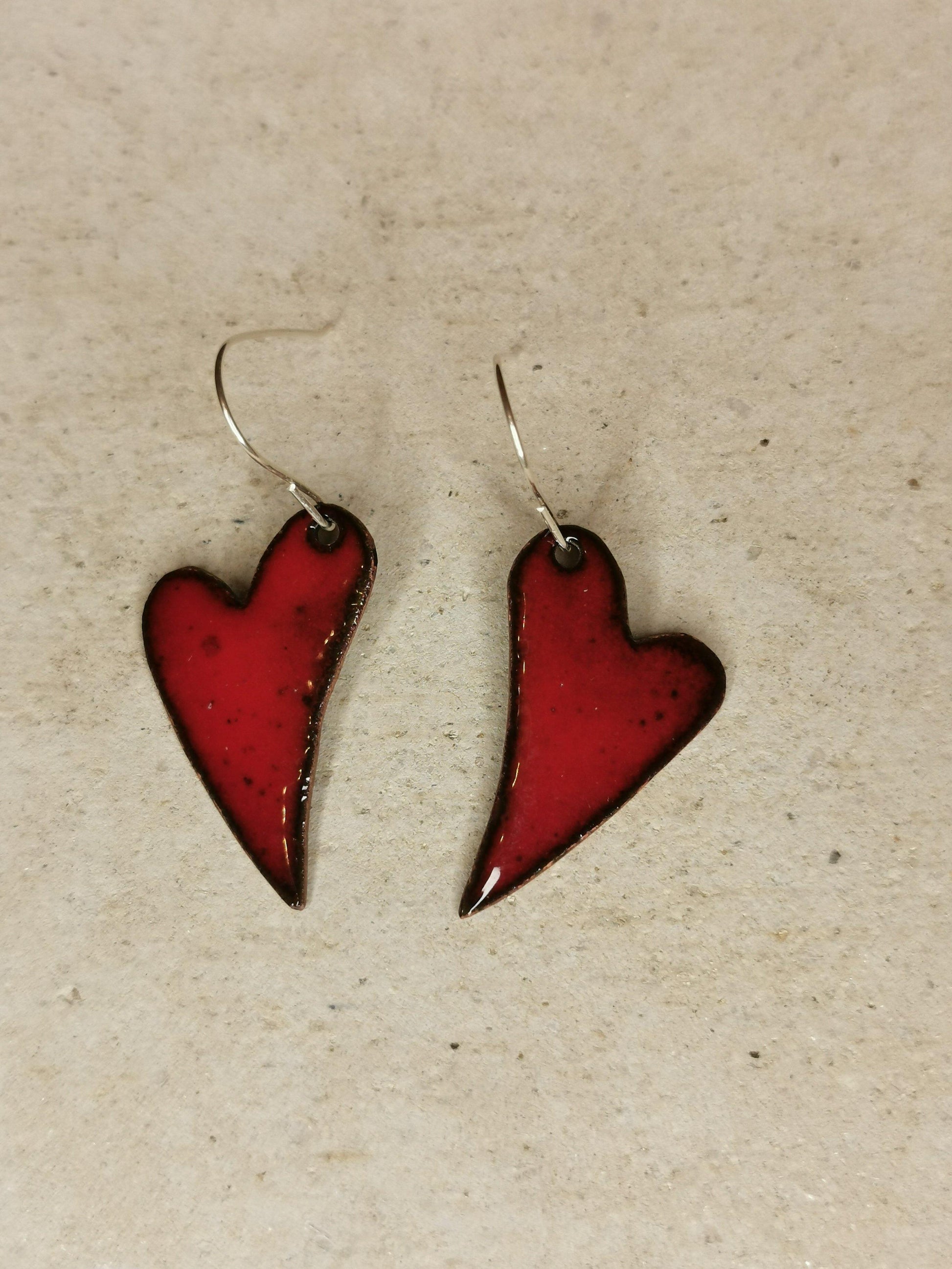 Elongated Enamelled Heart - NaomiRaeByDesign